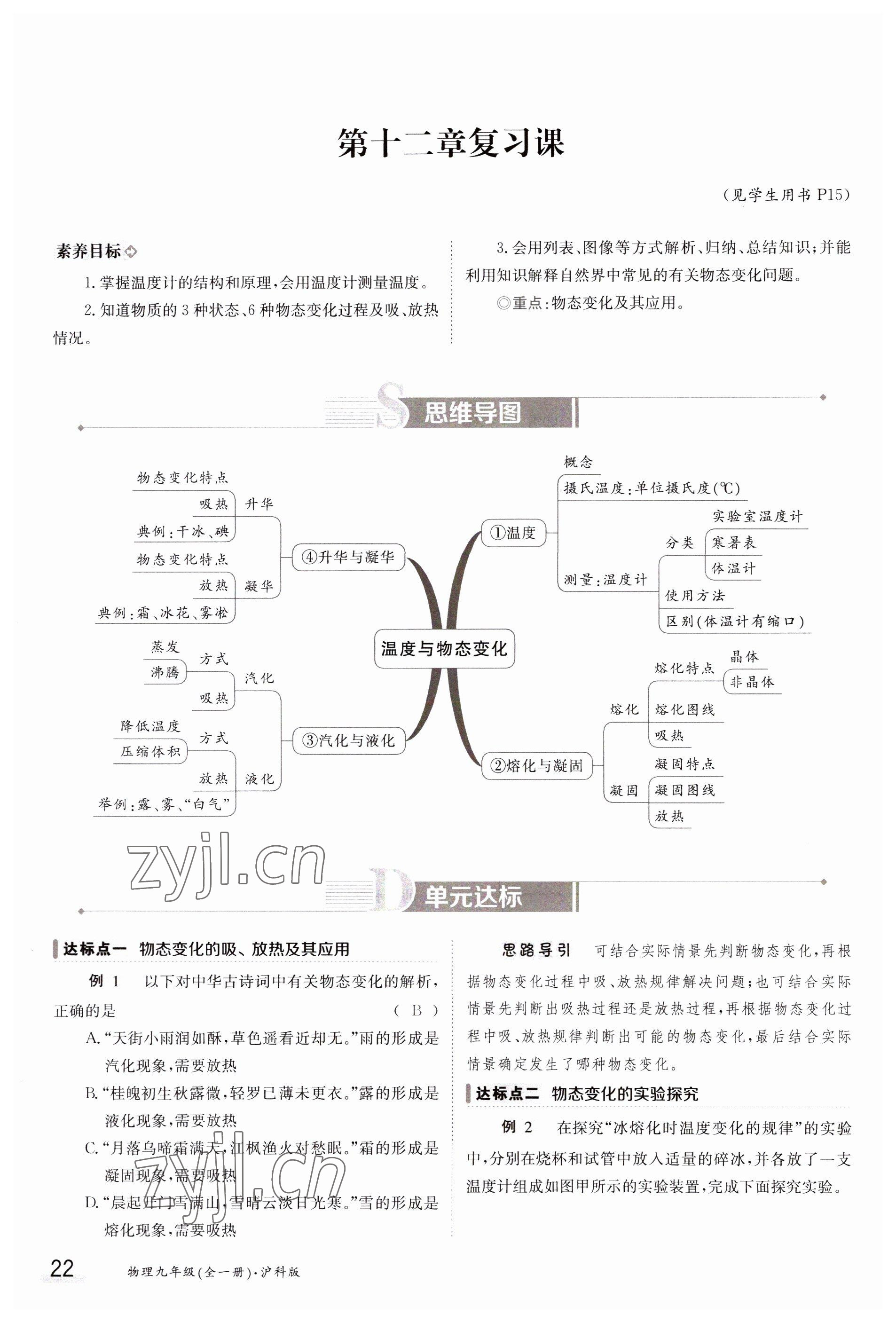 2023年金太陽導(dǎo)學(xué)案九年級(jí)物理全一冊(cè)滬科版 參考答案第22頁