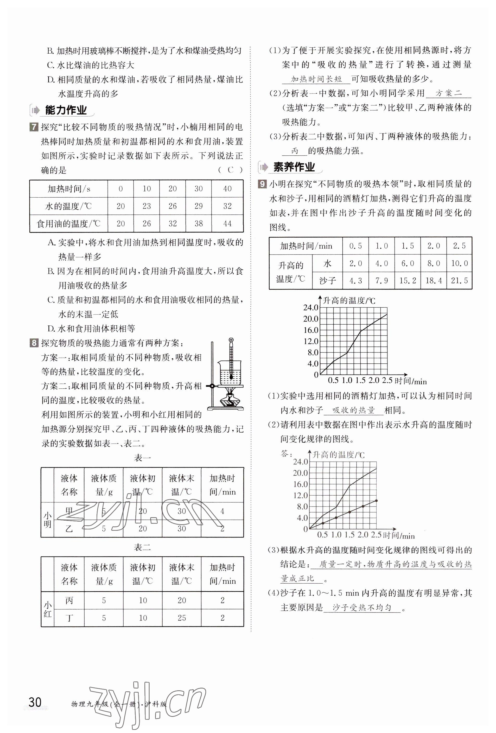 2023年金太阳导学案九年级物理全一册沪科版 参考答案第30页