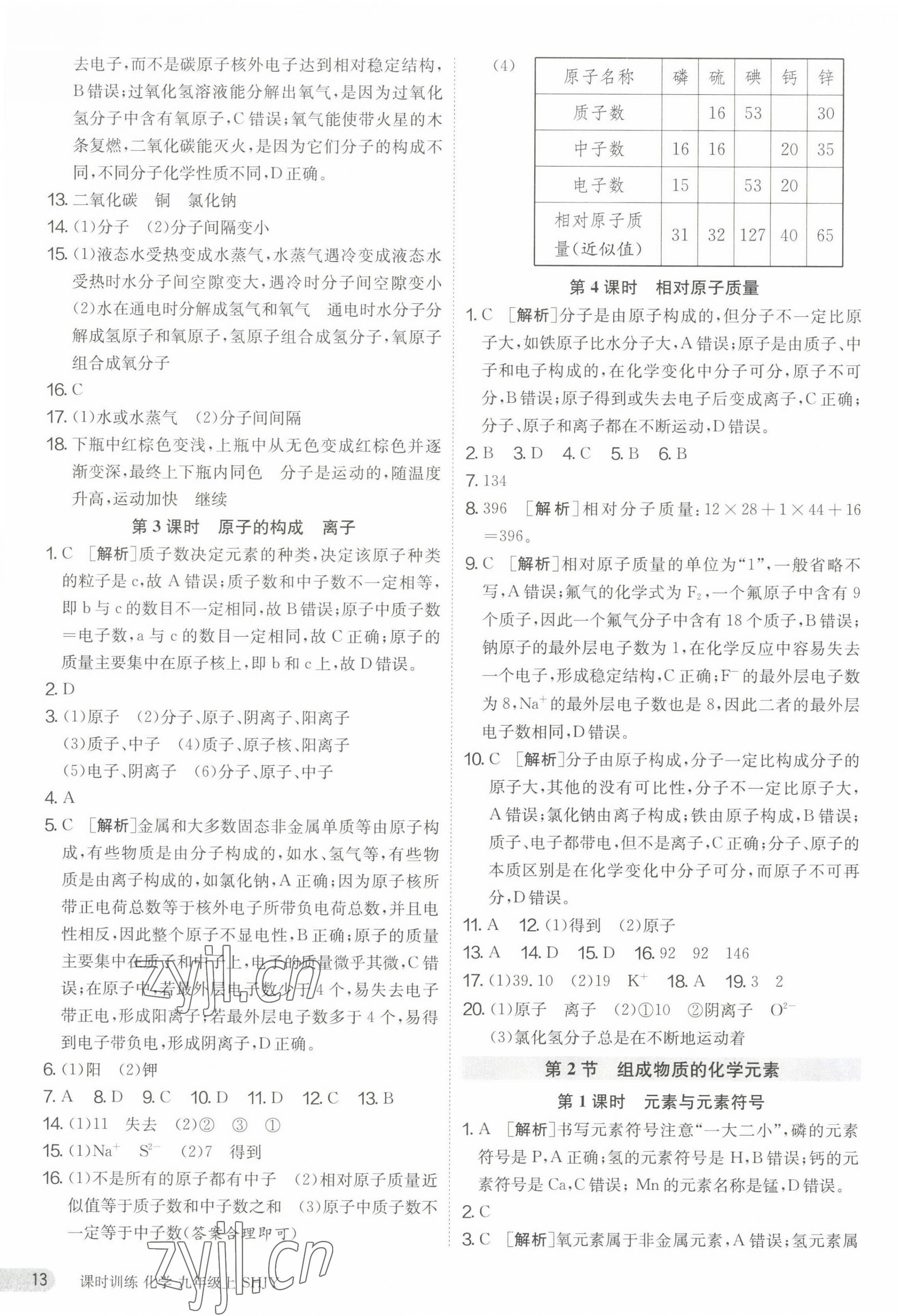 2023年課時(shí)訓(xùn)練九年級(jí)化學(xué)上冊(cè)滬教版江蘇人民出版社 第13頁(yè)