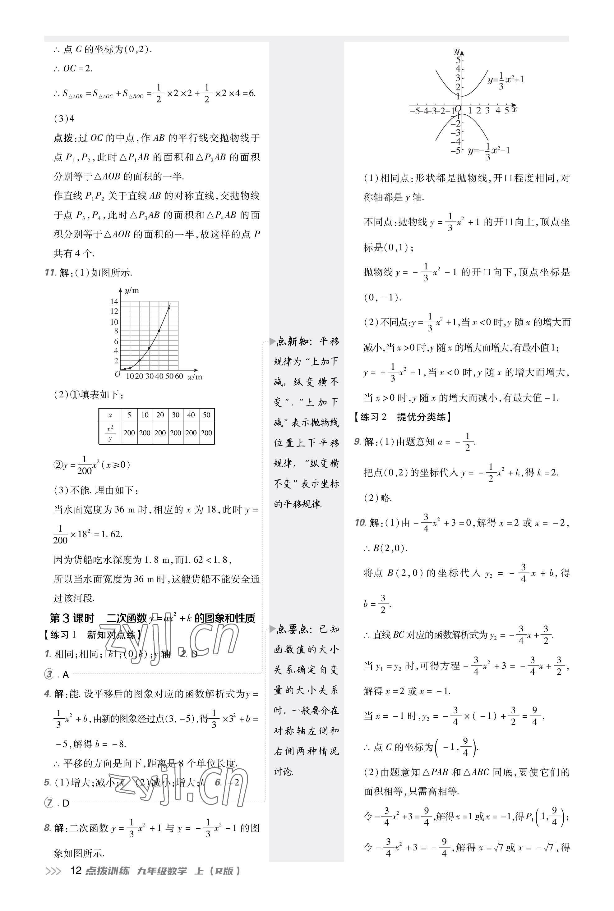 2023年點(diǎn)撥訓(xùn)練九年級(jí)數(shù)學(xué)上冊(cè)人教版福建專版 參考答案第11頁(yè)