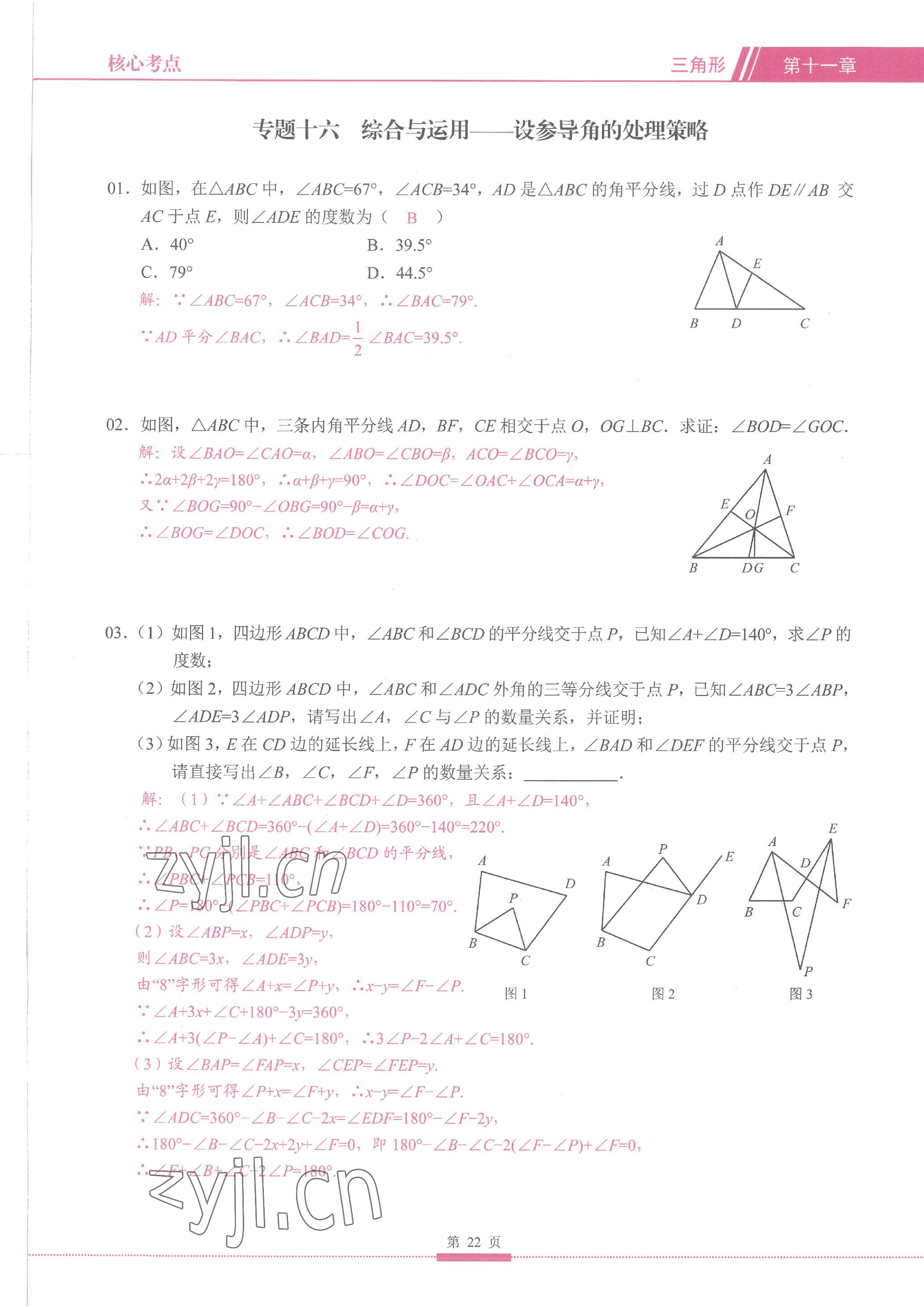 2023年名校學典核心考點延邊大學出版社八年級數學上冊人教版 參考答案第22頁