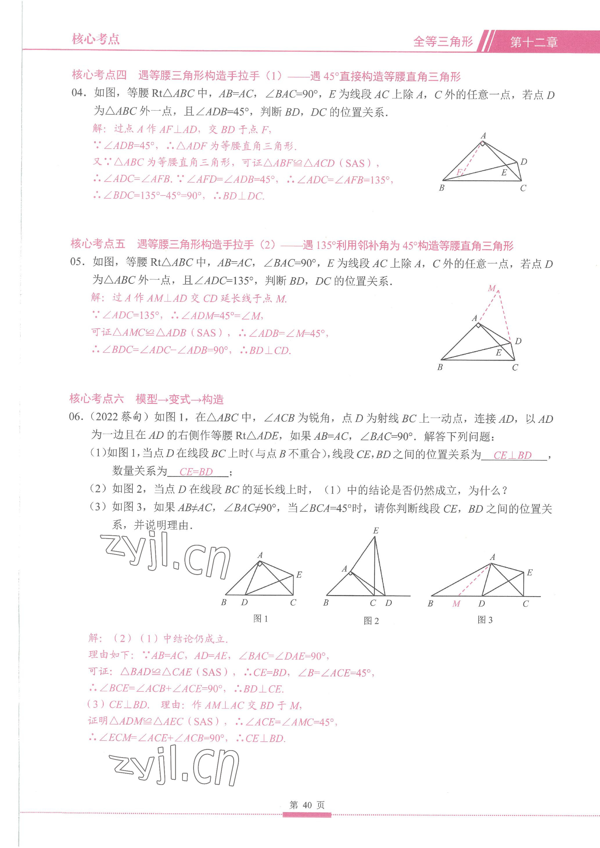 2023年名校學典核心考點延邊大學出版社八年級數學上冊人教版 參考答案第40頁