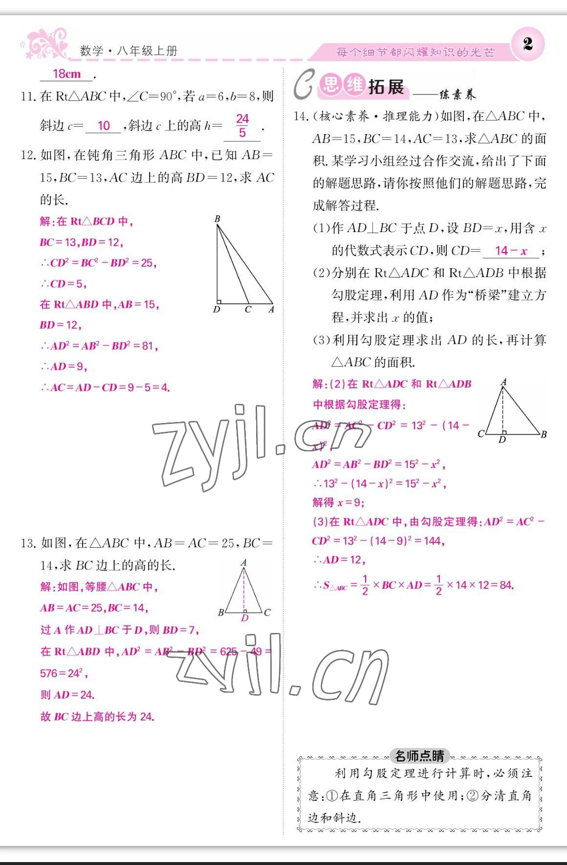 2023年課堂點睛八年級數(shù)學(xué)上冊北師大版寧夏專版 第2頁