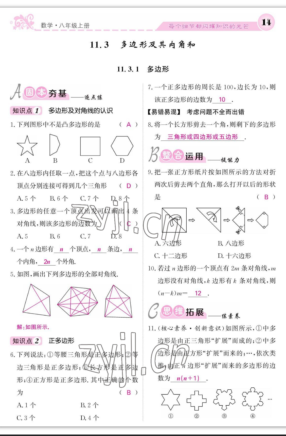 2023年课堂点睛八年级数学上册人教版宁夏专版 参考答案第46页