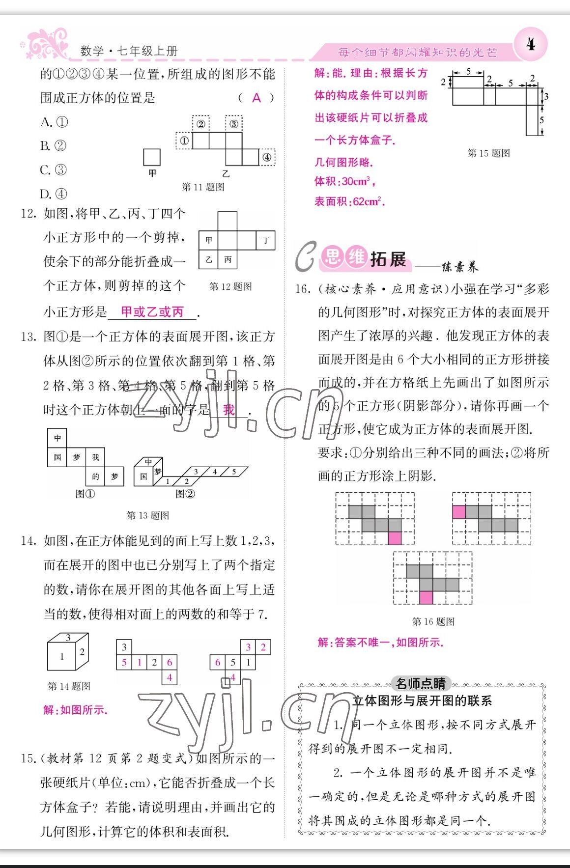 2023年課堂點(diǎn)睛七年級數(shù)學(xué)上冊北師大版寧夏專版 參考答案第4頁