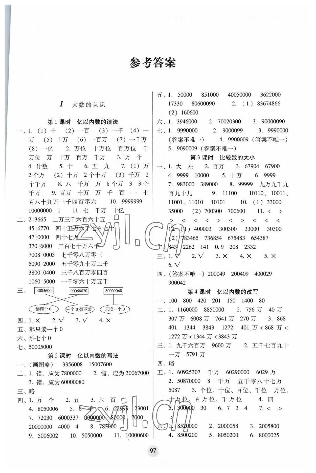 2023年課課練云南師大附小全優(yōu)作業(yè)四年級(jí)數(shù)學(xué)上冊(cè)人教版 參考答案第1頁(yè)