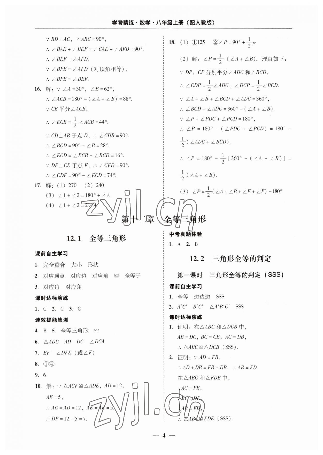 2023年南粤学典学考精练八年级数学上册人教版 第4页