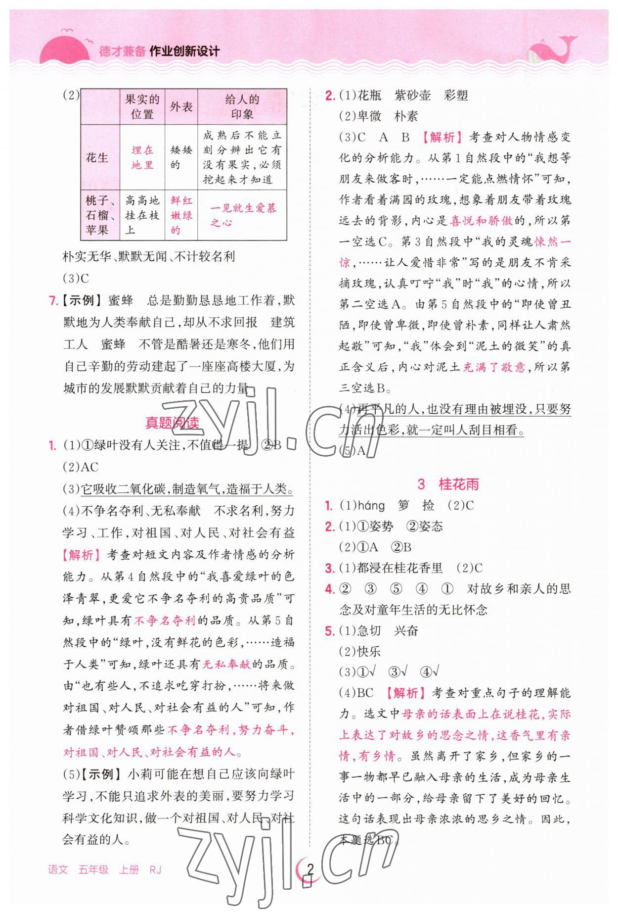 2023年王朝霞德才兼?zhèn)渥鳂I(yè)創(chuàng)新設(shè)計五年級語文上冊人教版 第2頁