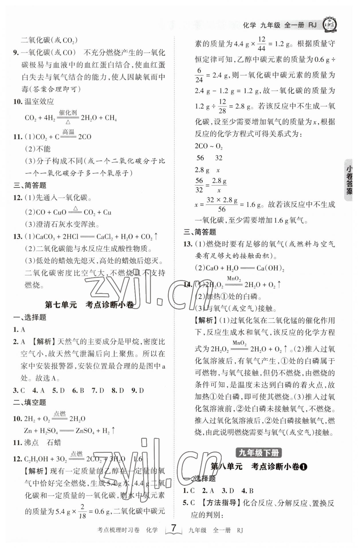 2023年王朝霞考点梳理时习卷九年级化学全一册人教版 第7页