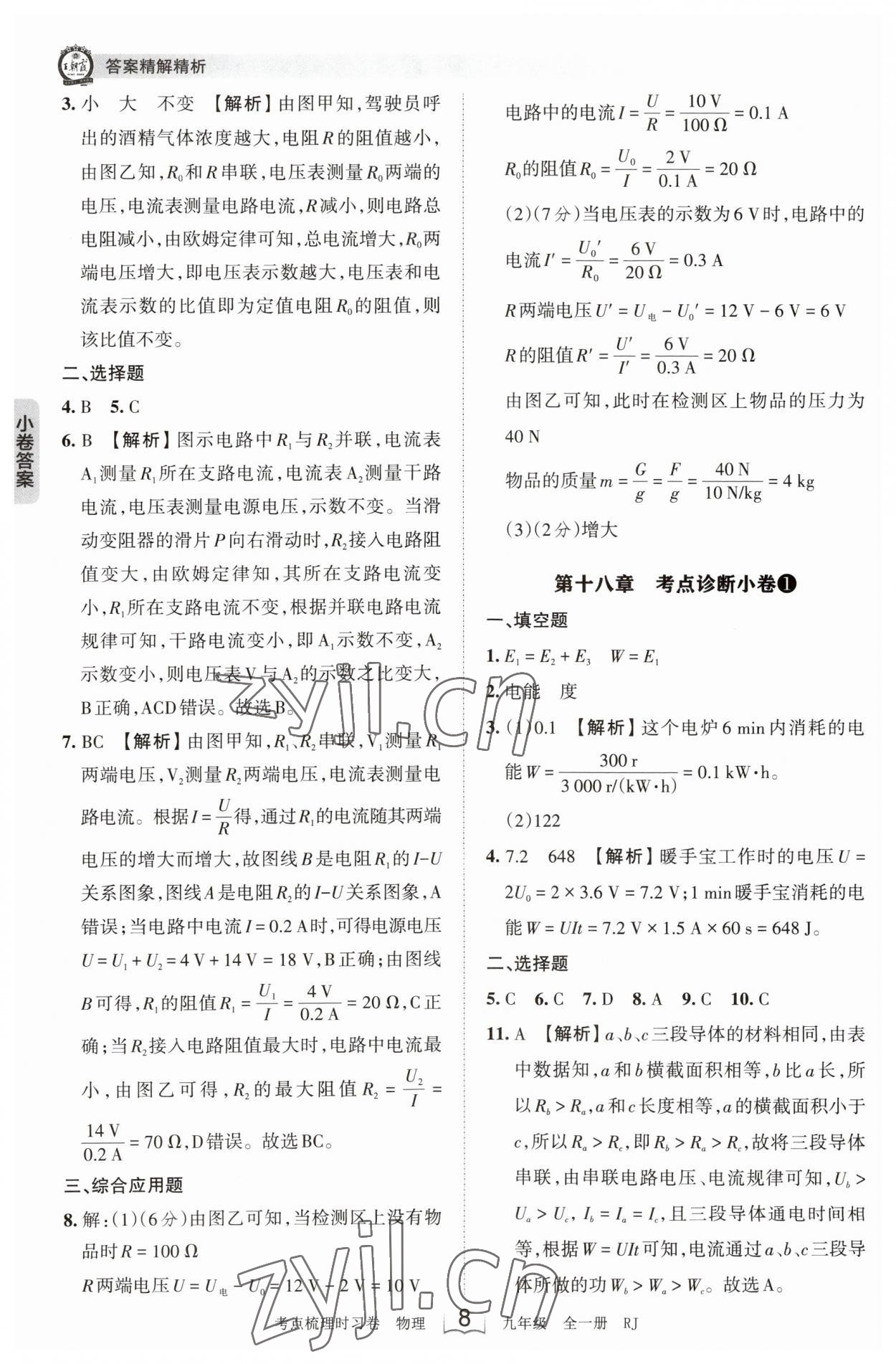 2023年王朝霞考點(diǎn)梳理時(shí)習(xí)卷九年級(jí)物理全一冊(cè)人教版 第8頁(yè)