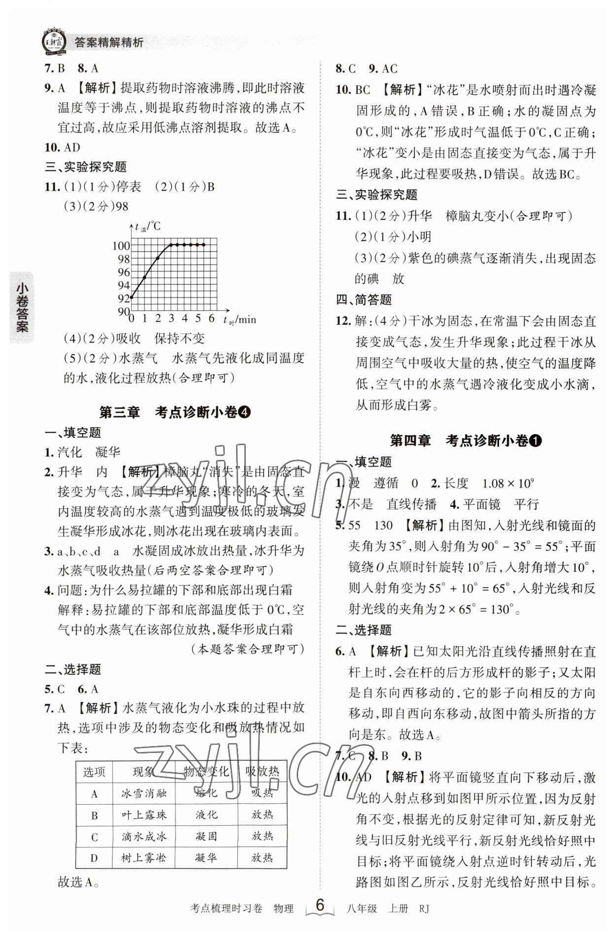 2023年王朝霞考点梳理时习卷八年级物理上册人教版 第6页