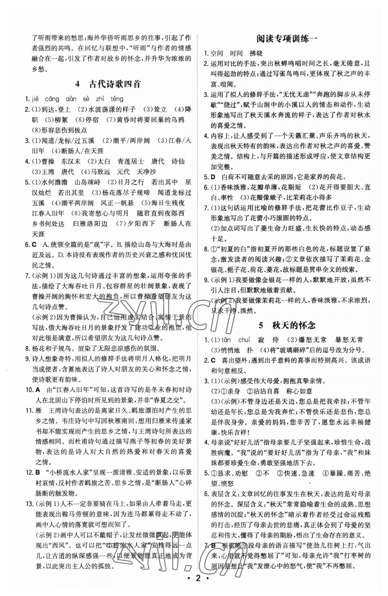 2023年一本同步訓(xùn)練七年級語文上冊人教版安徽專版 第2頁