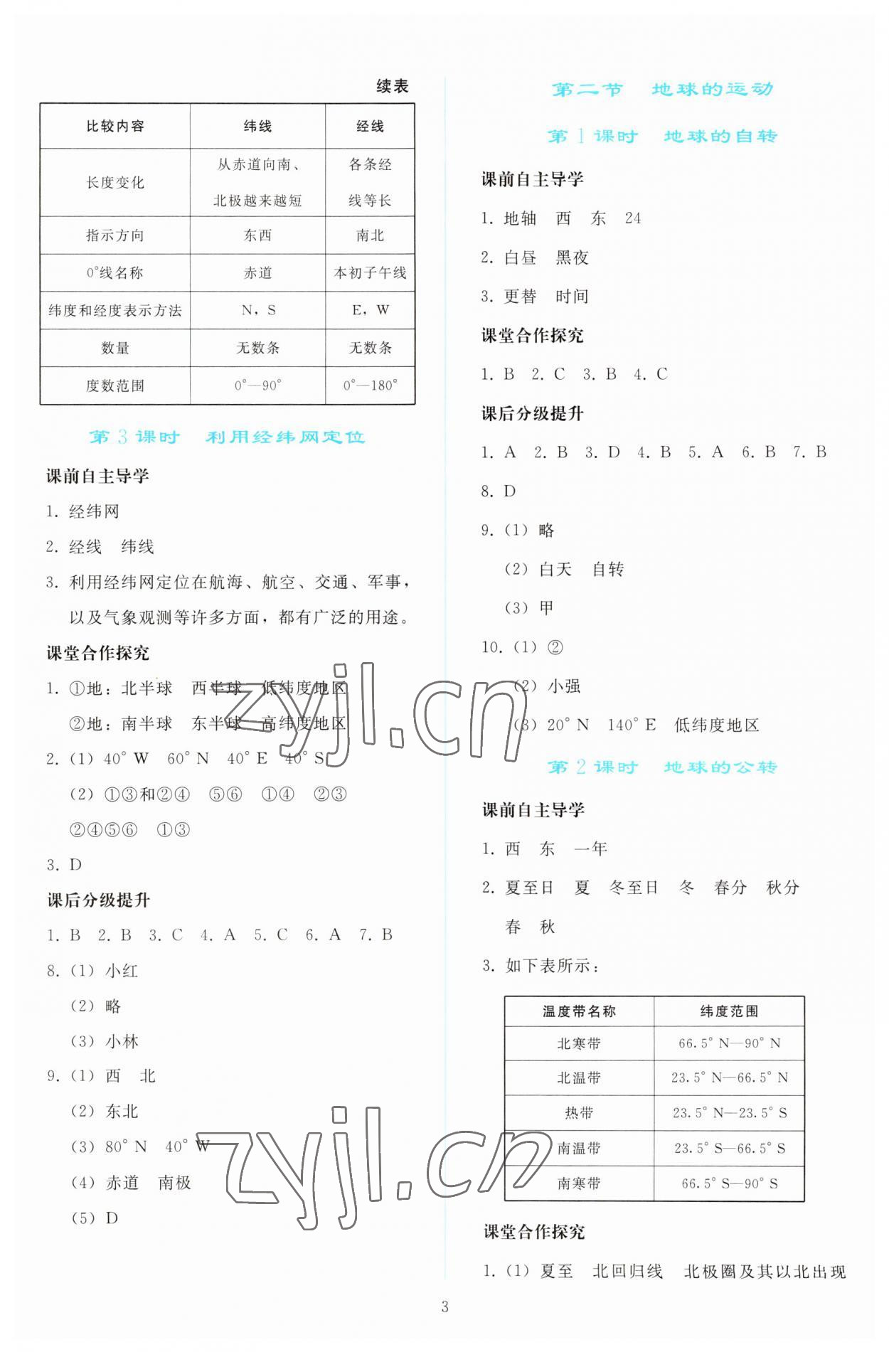 2023年同步轻松练习七年级地理上册人教版 参考答案第2页