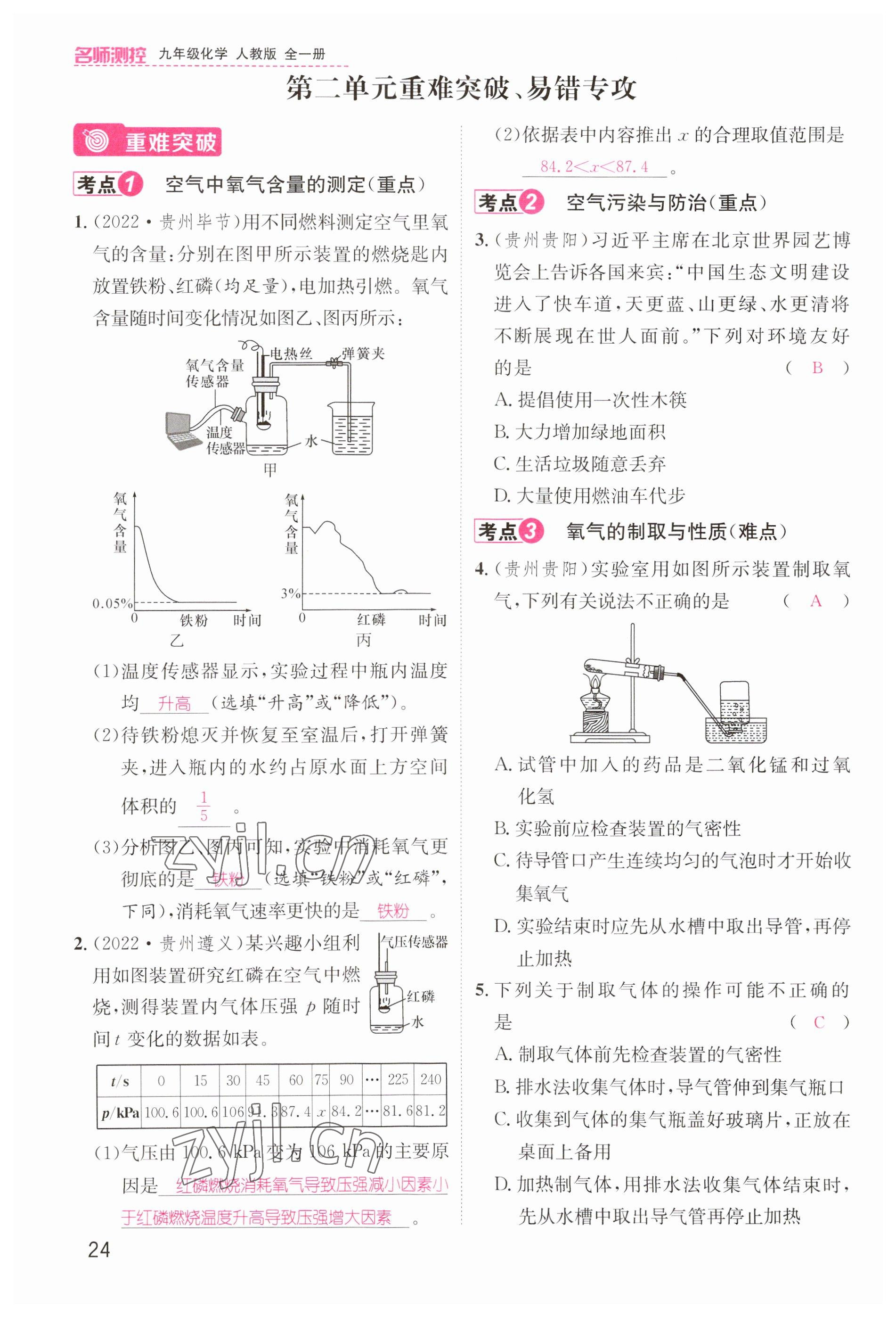 2023年名師測(cè)控九年級(jí)化學(xué)全一冊(cè)人教版貴州專版 參考答案第24頁(yè)