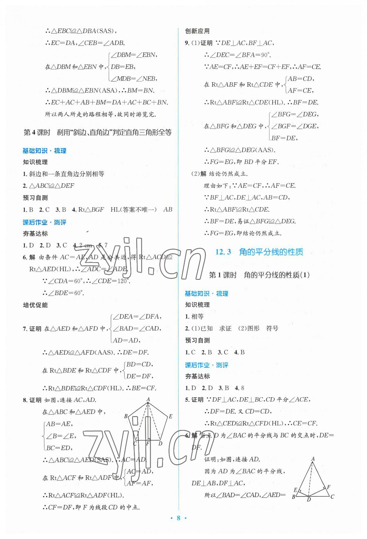 2023年人教金学典同步解析与测评学考练八年级数学上册人教版 参考答案第8页