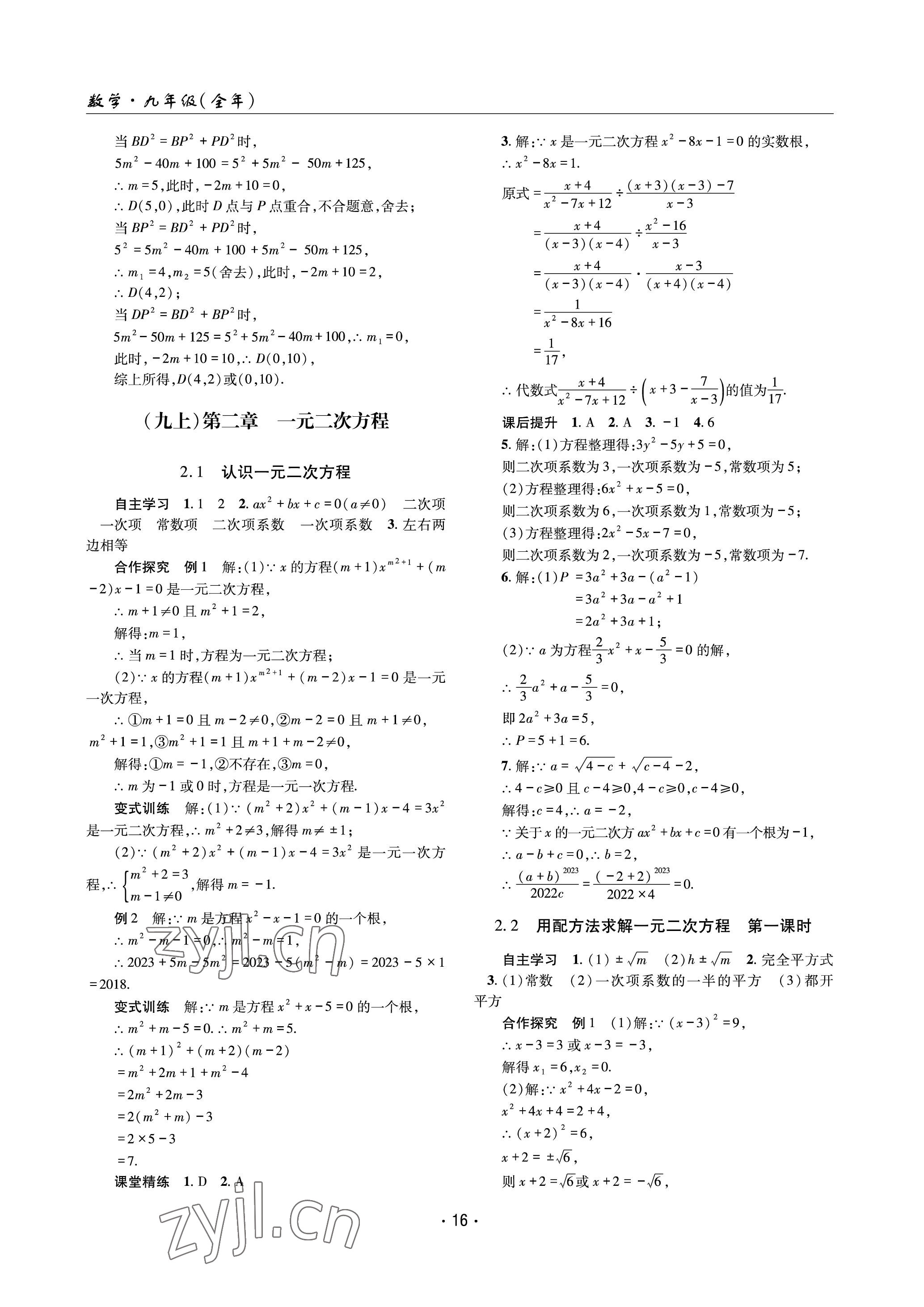 2023年理科爱好者九年级数学全一册北师大版 参考答案第15页