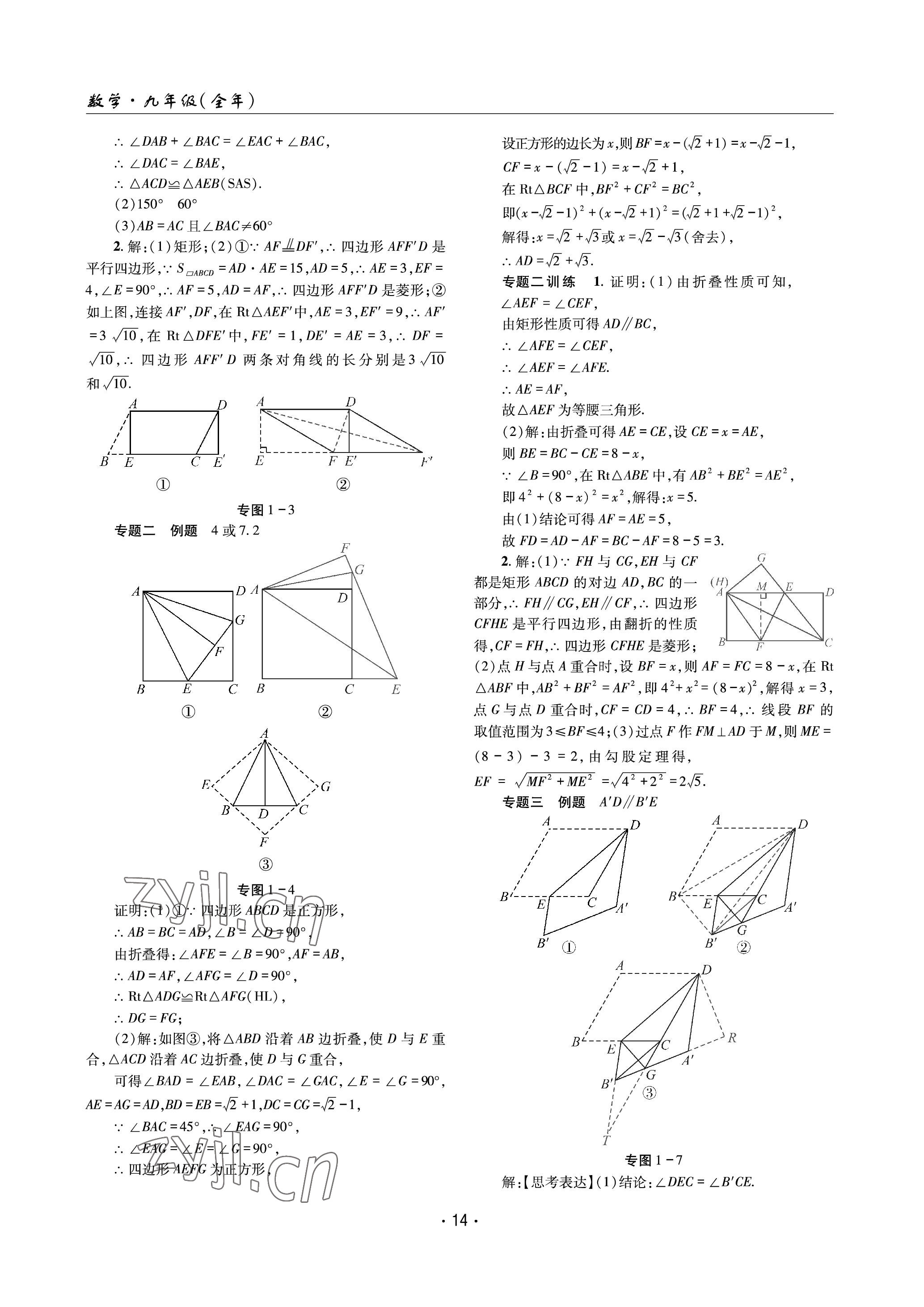 2023年理科爱好者九年级数学全一册北师大版 参考答案第13页