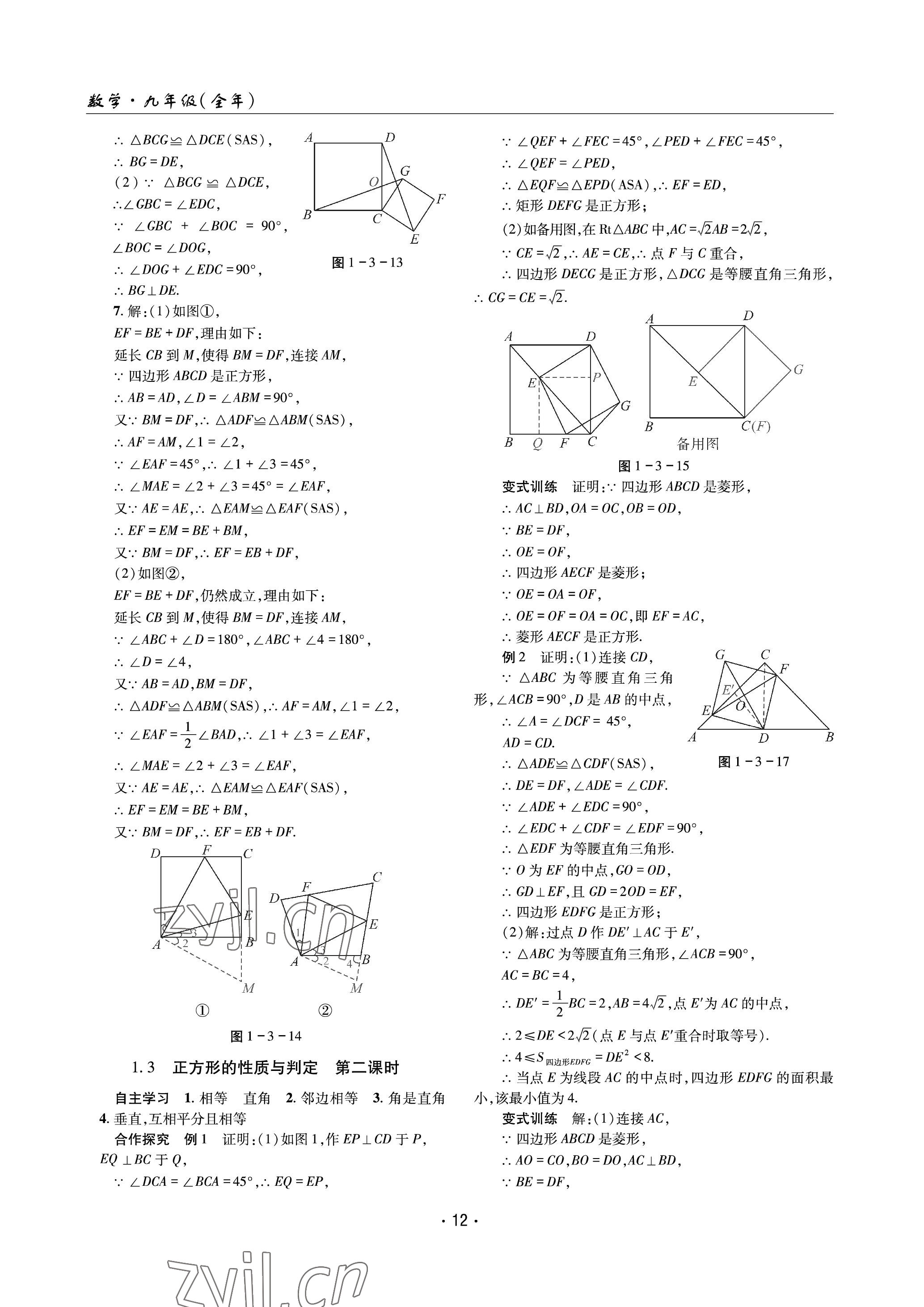 2023年理科愛(ài)好者九年級(jí)數(shù)學(xué)全一冊(cè)北師大版 參考答案第11頁(yè)