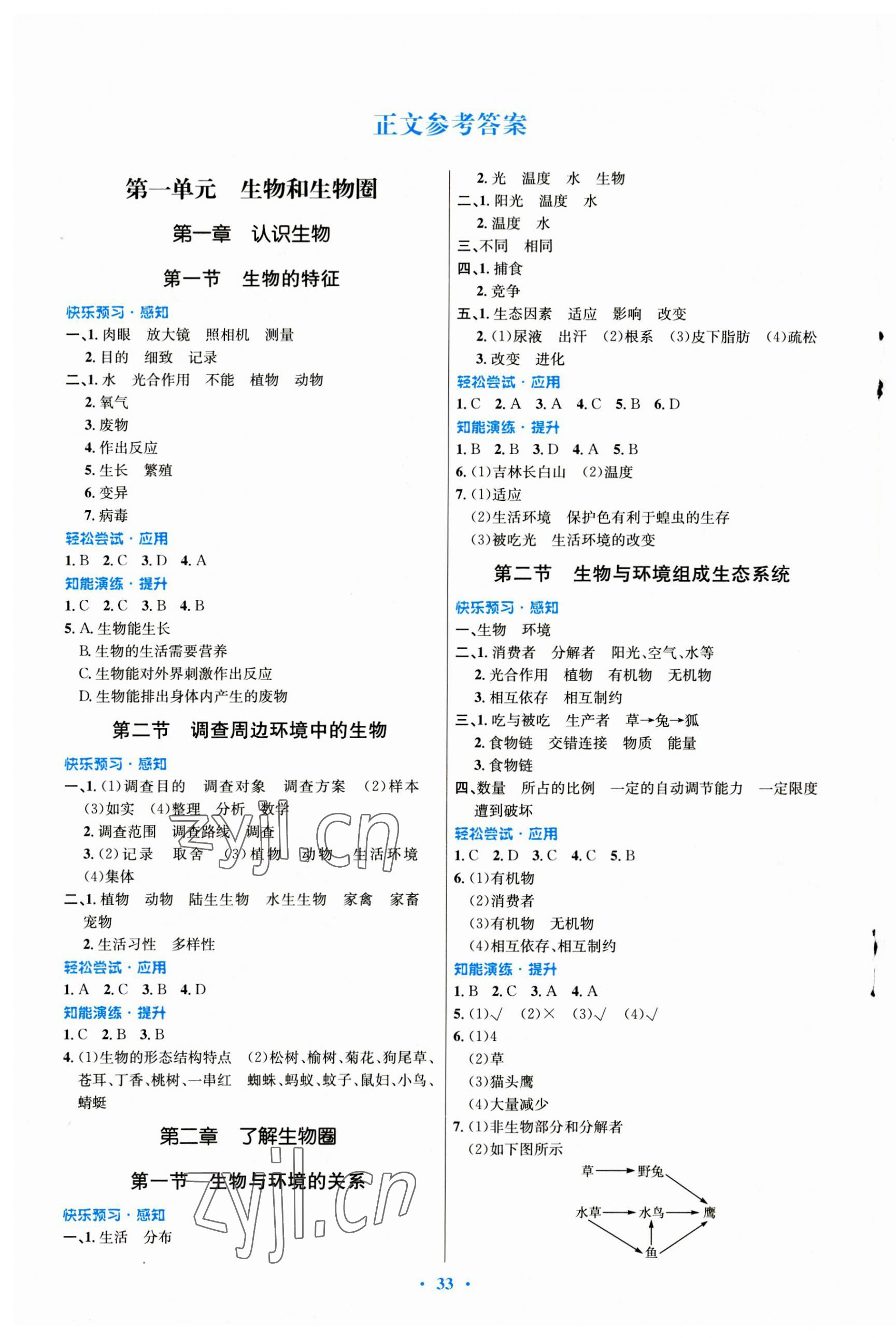 2023年同步测控优化设计七年级生物上册人教版福建专版 第1页