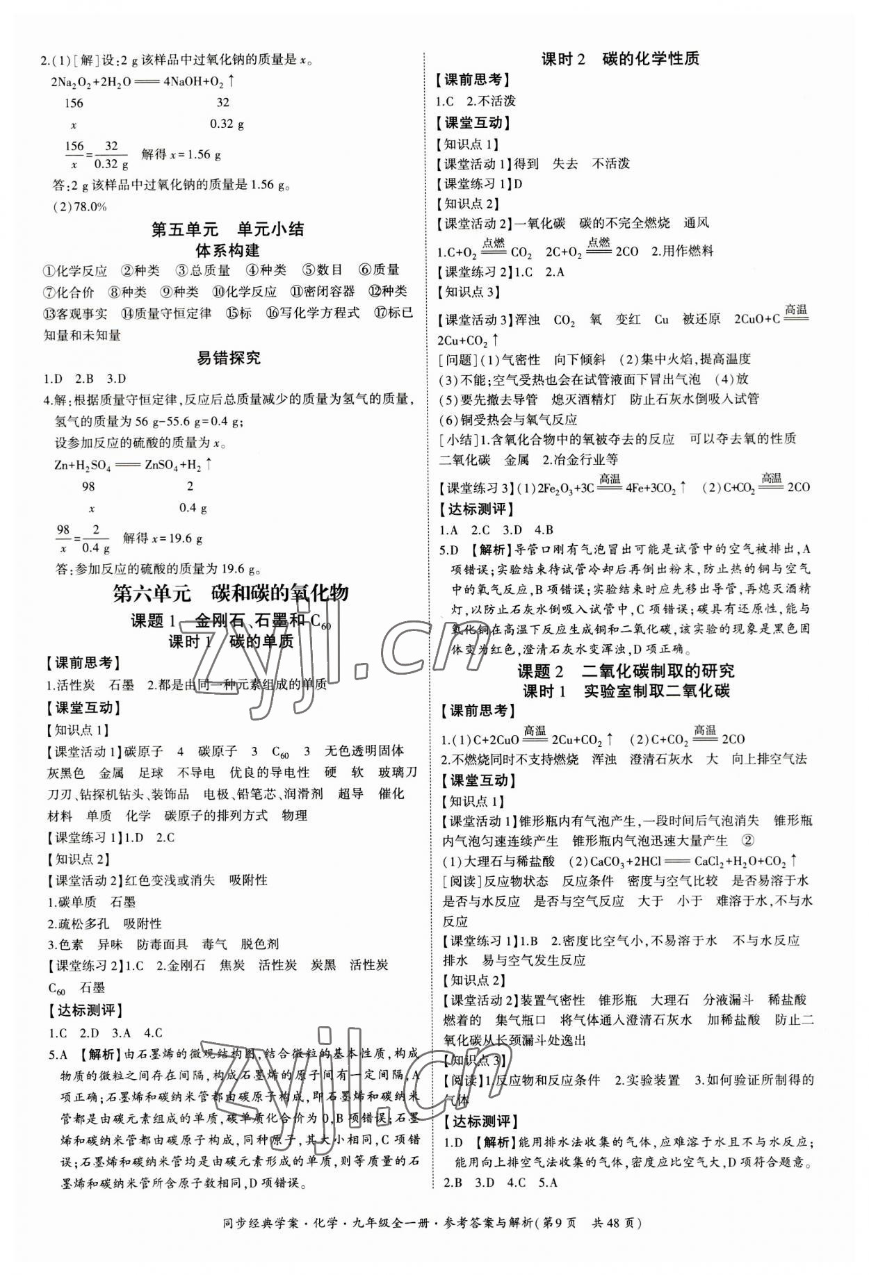 2023年同步經典學案九年級化學全一冊人教版 第9頁