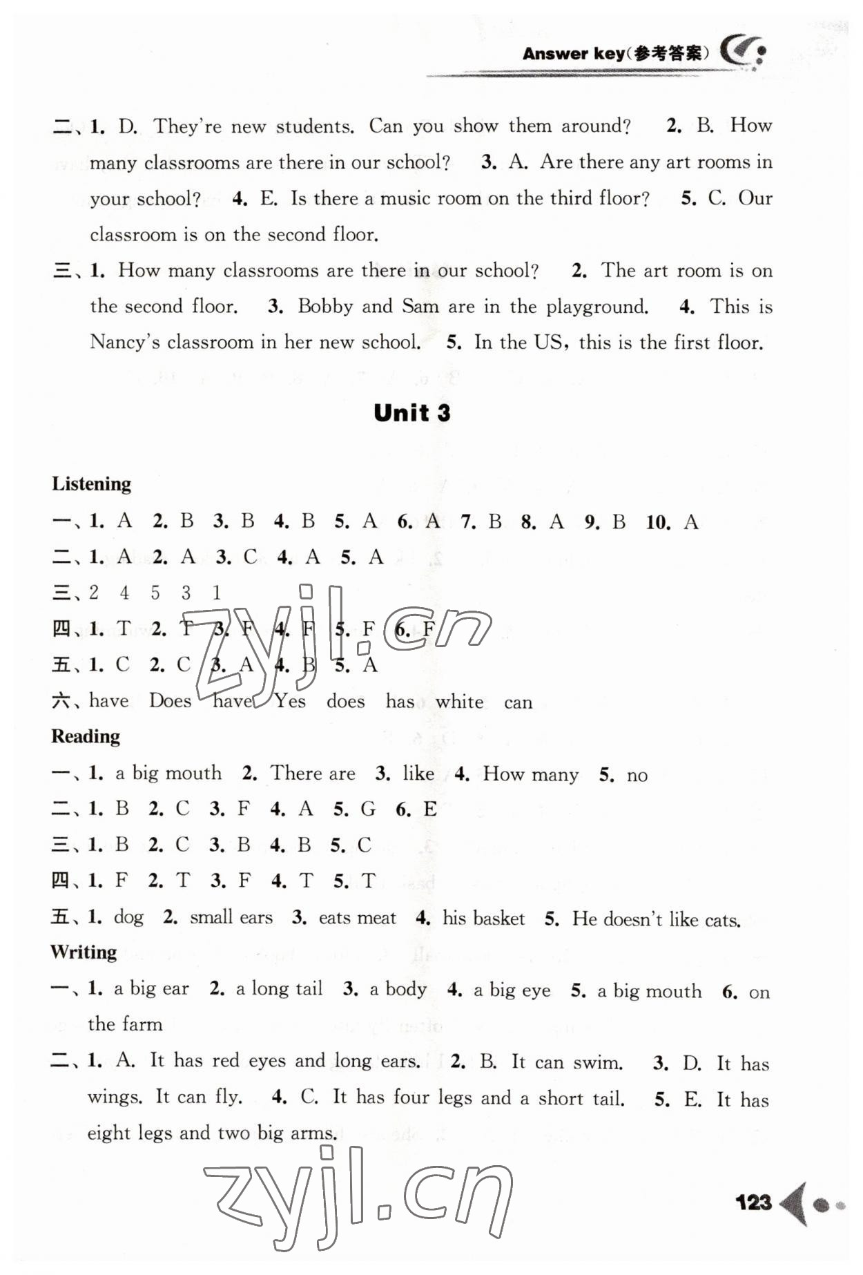 2023年任務(wù)型聽讀訓(xùn)練五年級(jí)英語上冊(cè)譯林版 參考答案第3頁