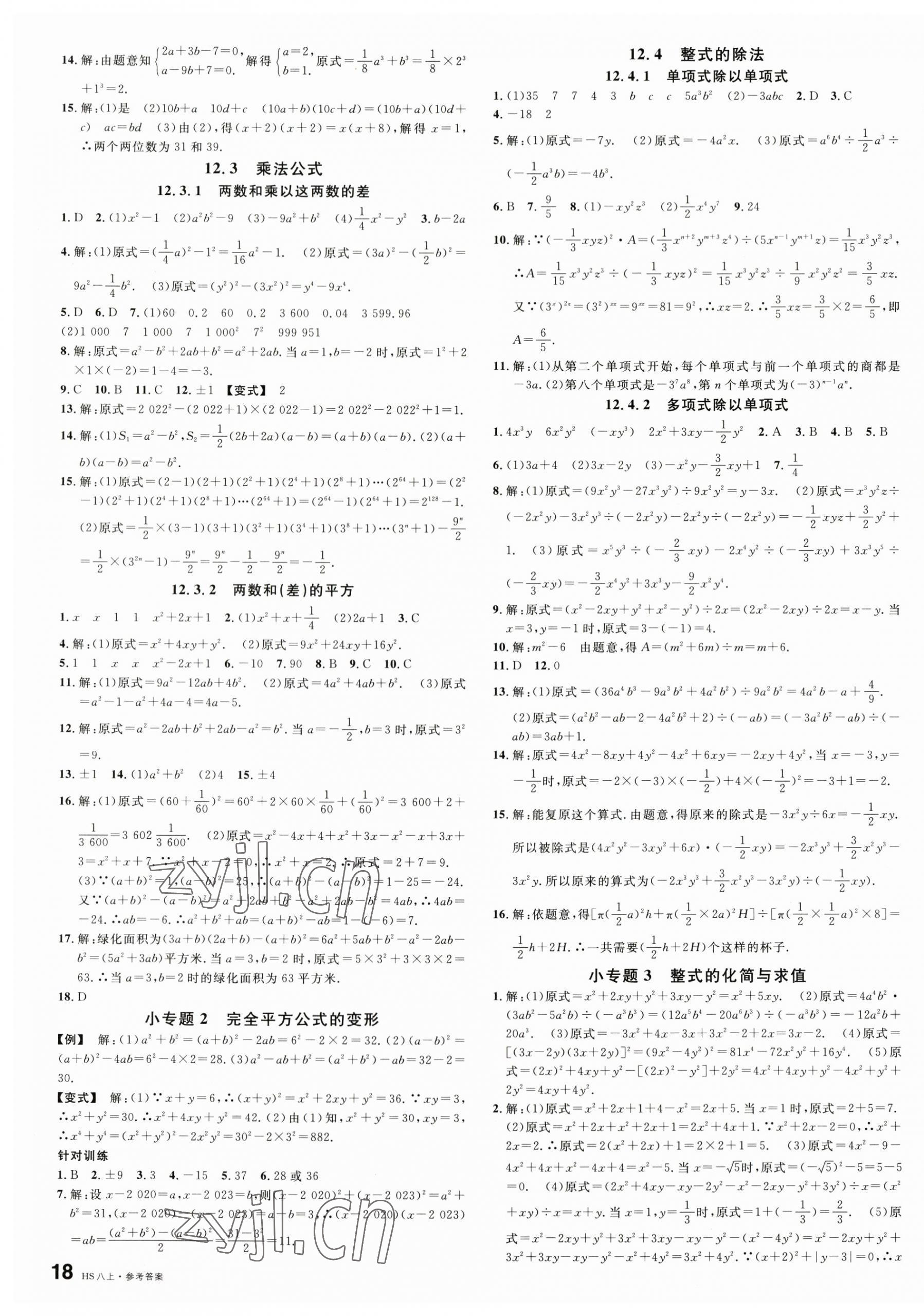 2023年名校課堂八年級數(shù)學(xué)上冊華師大版8河南專版 第3頁