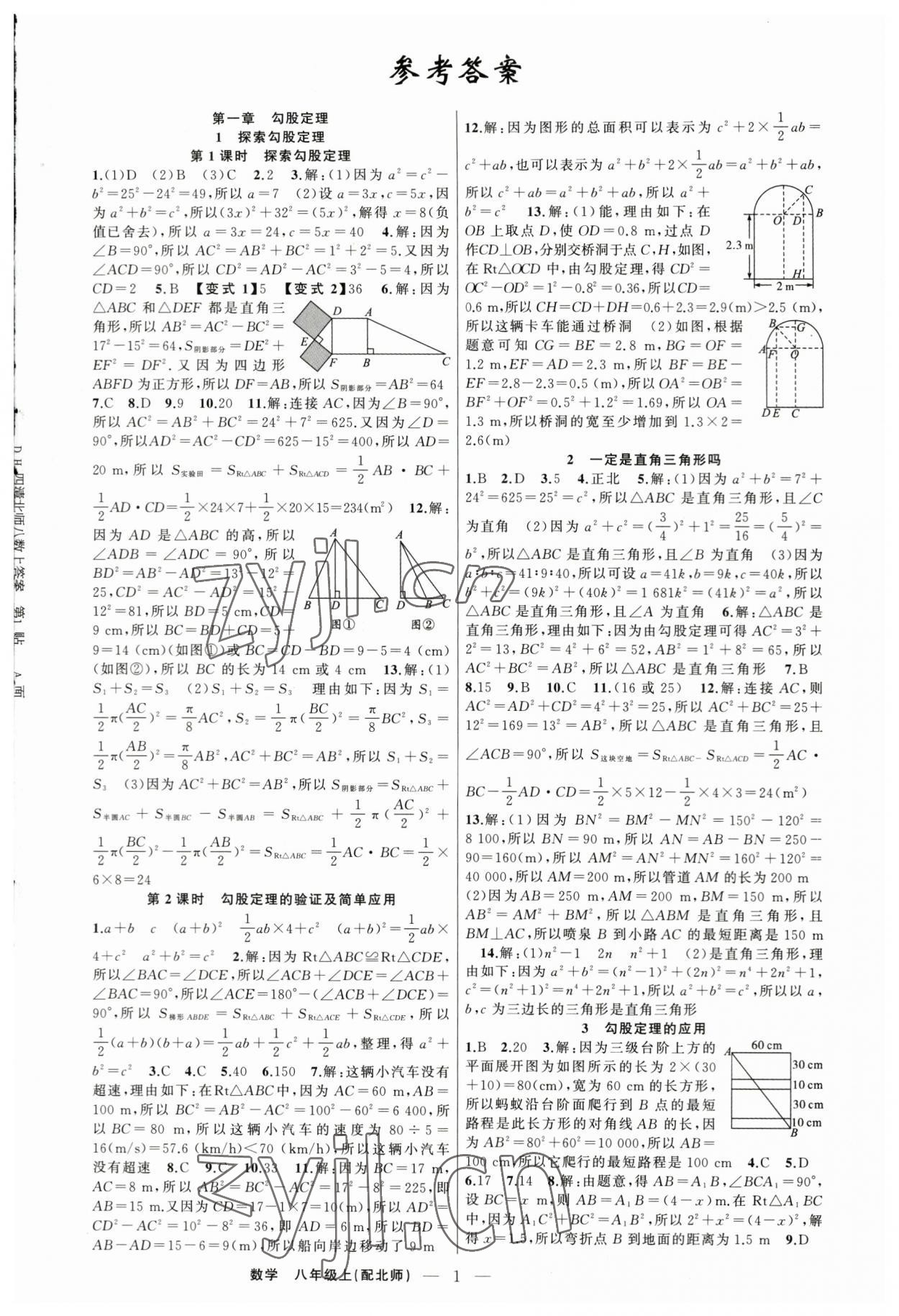 2023年四清導航八年級數(shù)學上冊北師大版 第1頁