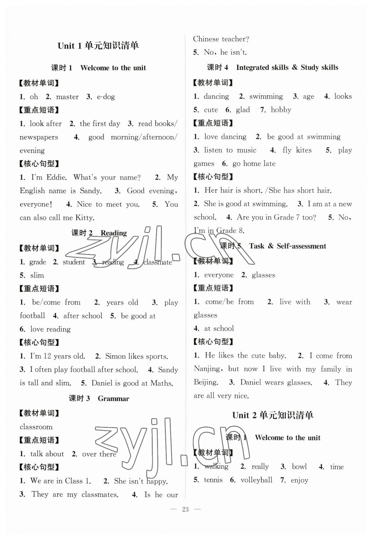 2023年創(chuàng)新課時(shí)作業(yè)本江蘇人民出版社七年級(jí)英語上冊譯林版 第1頁