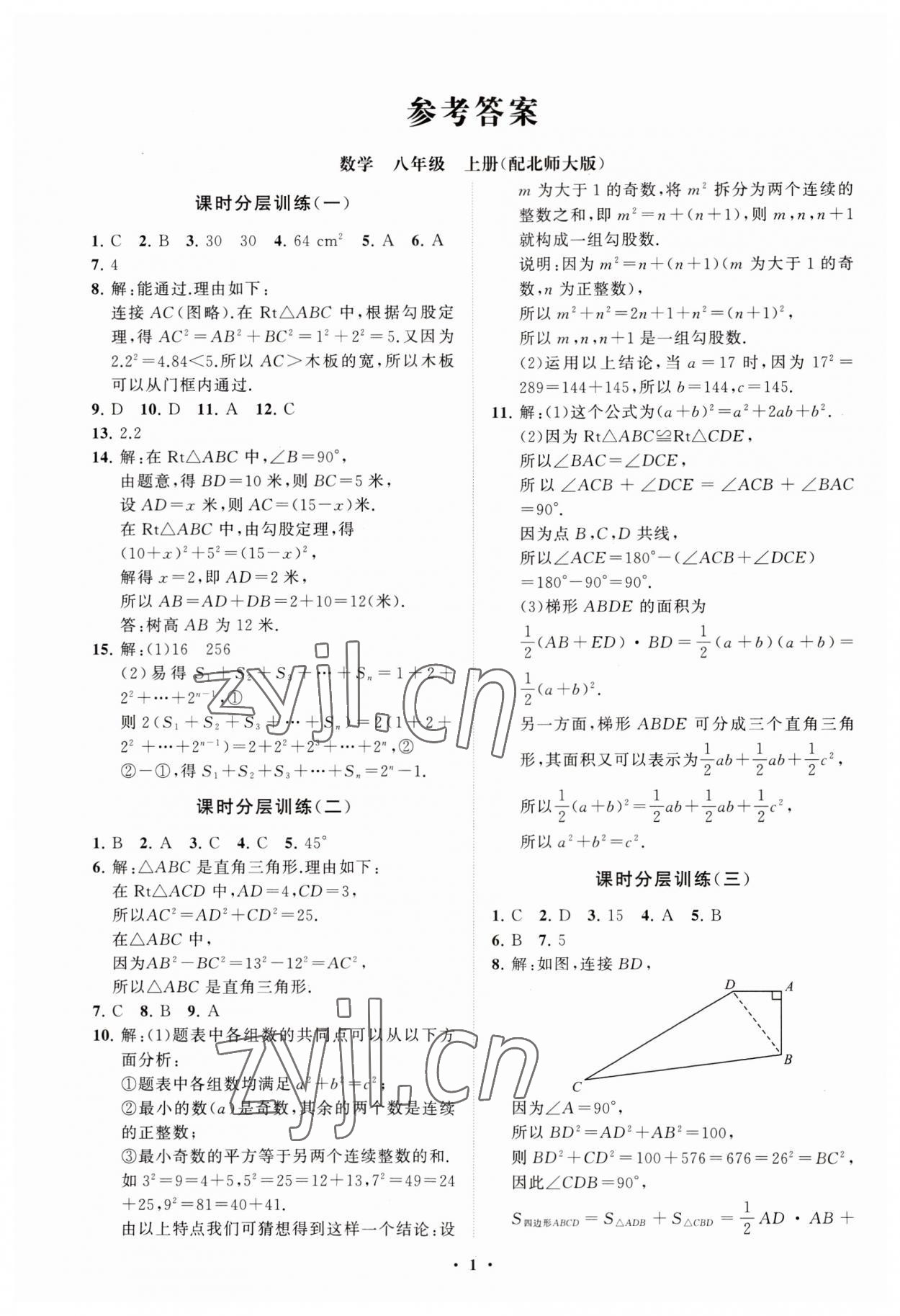 2023年同步練習(xí)冊(cè)分層卷八年級(jí)數(shù)學(xué)上冊(cè)北師大版 第1頁(yè)