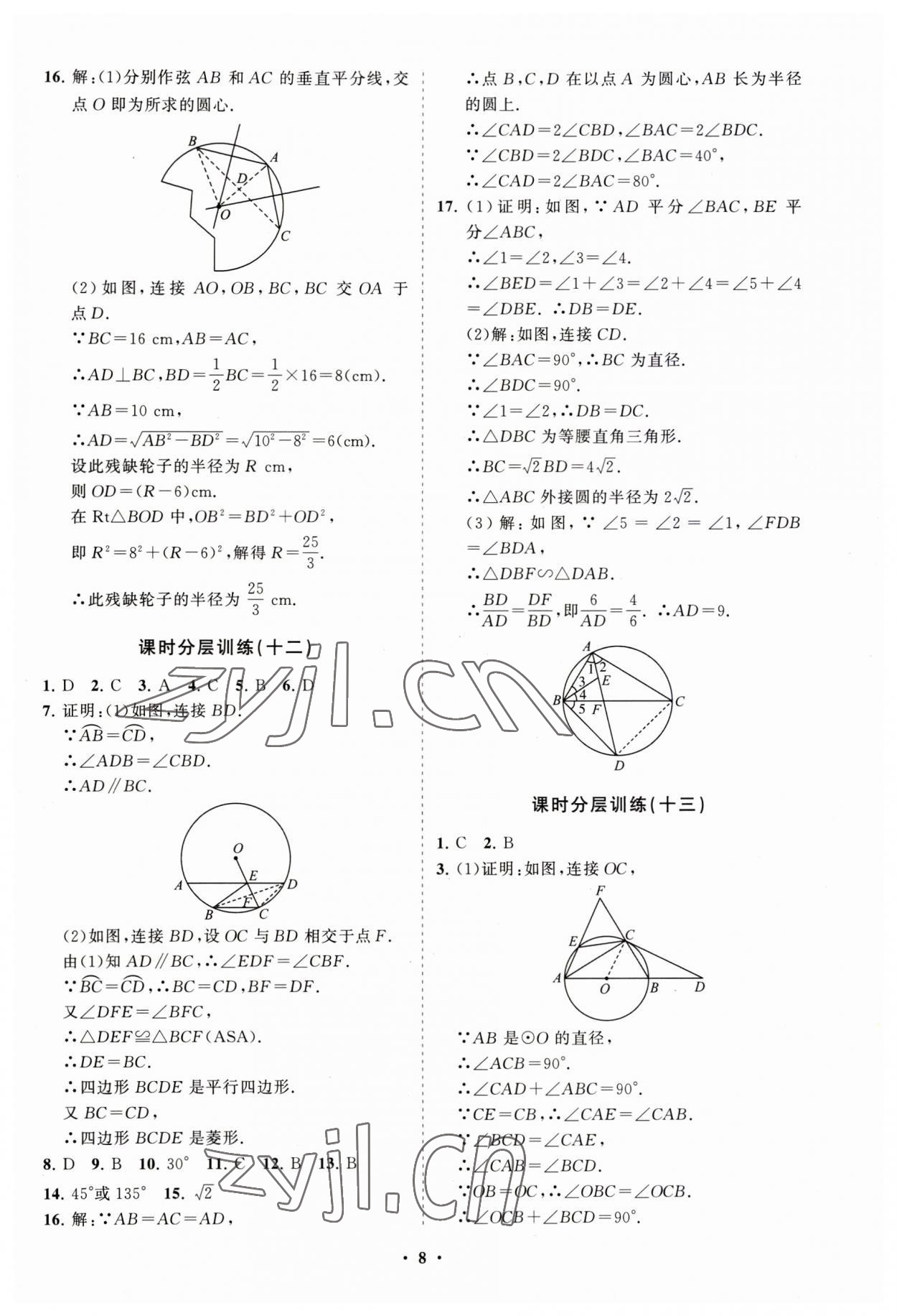 2023年初中同步練習(xí)冊(cè)分層卷九年級(jí)數(shù)學(xué)上冊(cè)青島版 第8頁(yè)