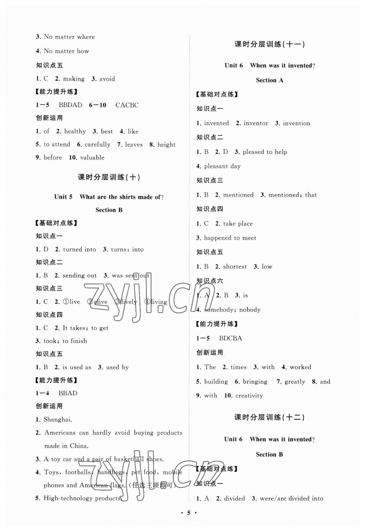 2023年同步練習(xí)冊(cè)分層卷九年級(jí)英語(yǔ)全一冊(cè)人教版 第5頁(yè)