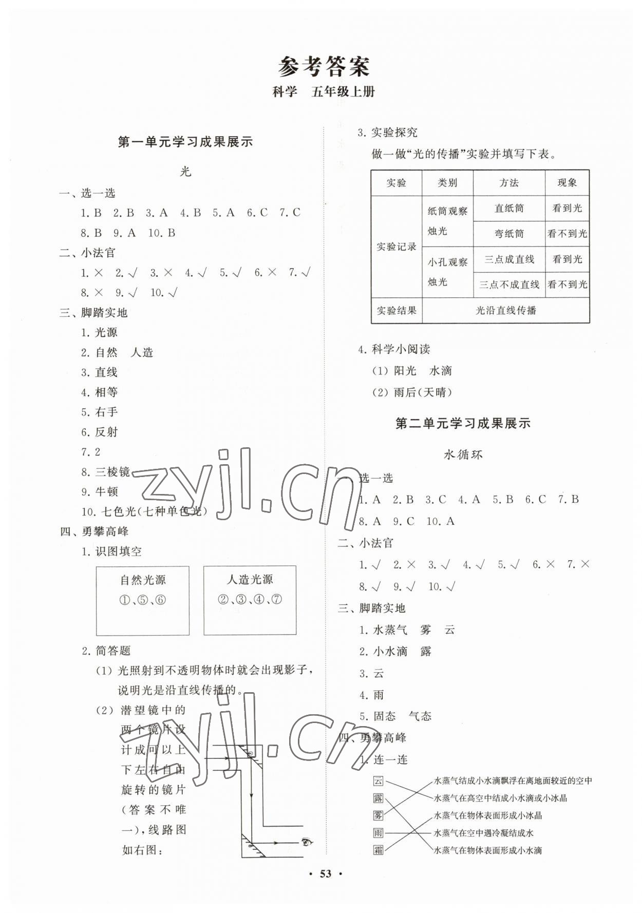 2023年同步練習冊分層指導五年級科學上冊青島版 第1頁