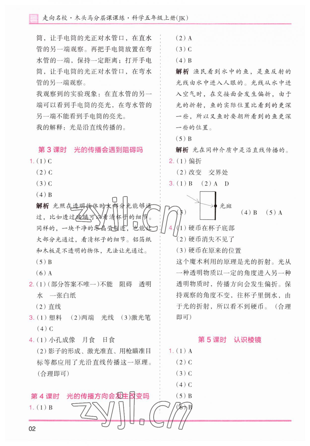 2023年木頭馬分層課課練五年級(jí)科學(xué)上冊(cè)教科版 第2頁