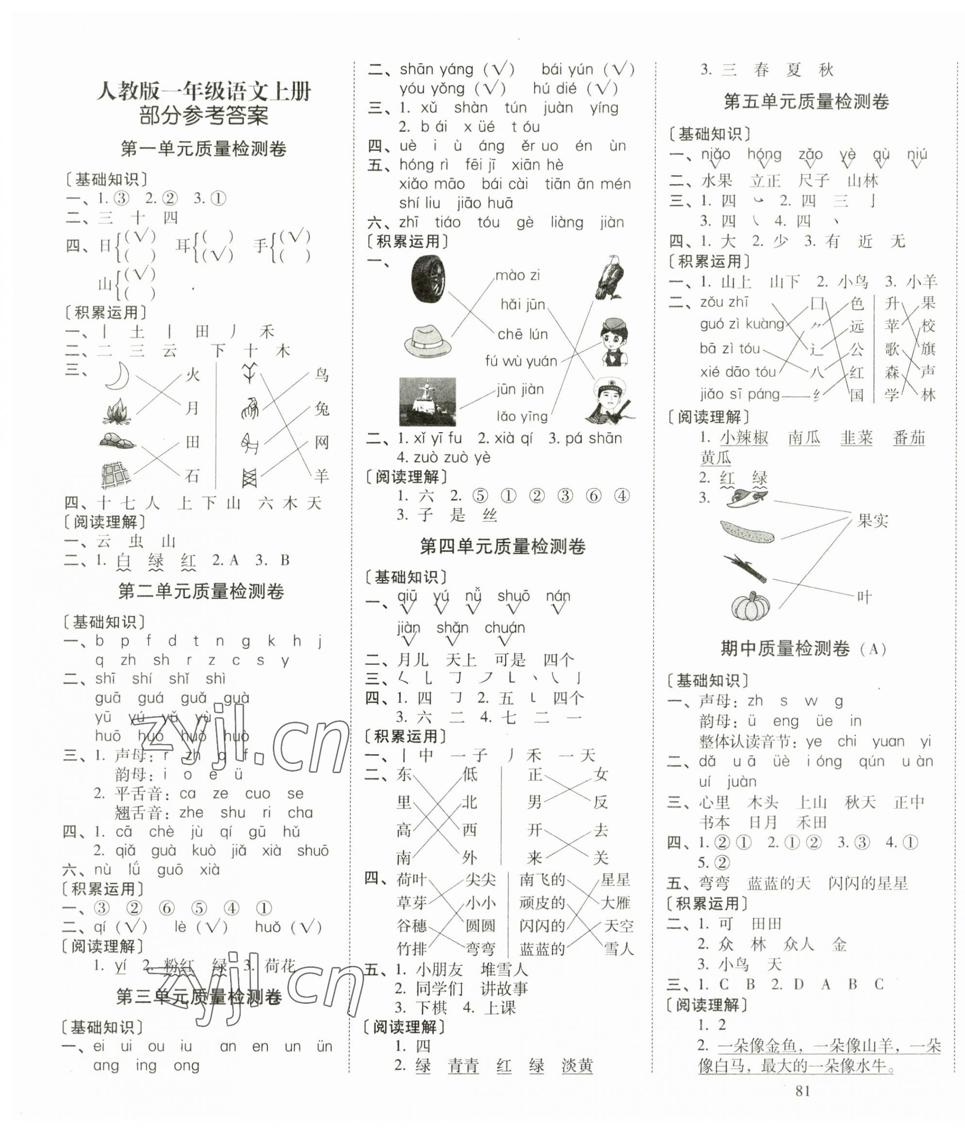 2023年云南师大附小一线名师核心试卷一年级语文上册人教版 第1页