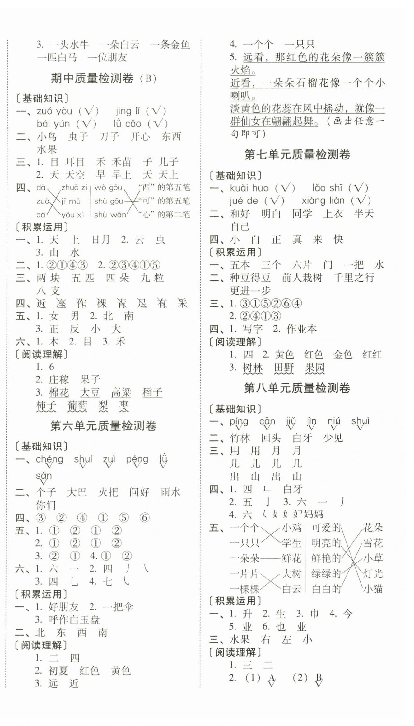 2023年云南师大附小一线名师核心试卷一年级语文上册人教版 第2页