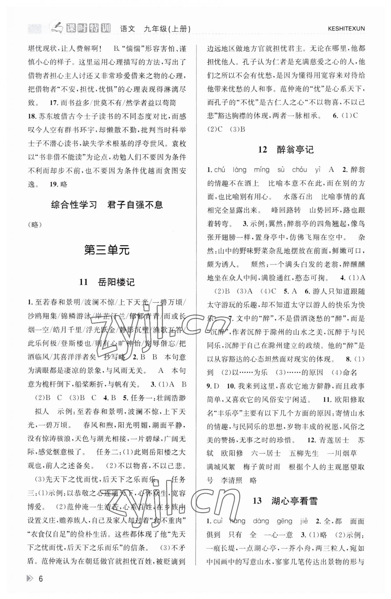 2023年浙江新課程三維目標(biāo)測(cè)評(píng)課時(shí)特訓(xùn)九年級(jí)語(yǔ)文上冊(cè)人教版 第6頁(yè)