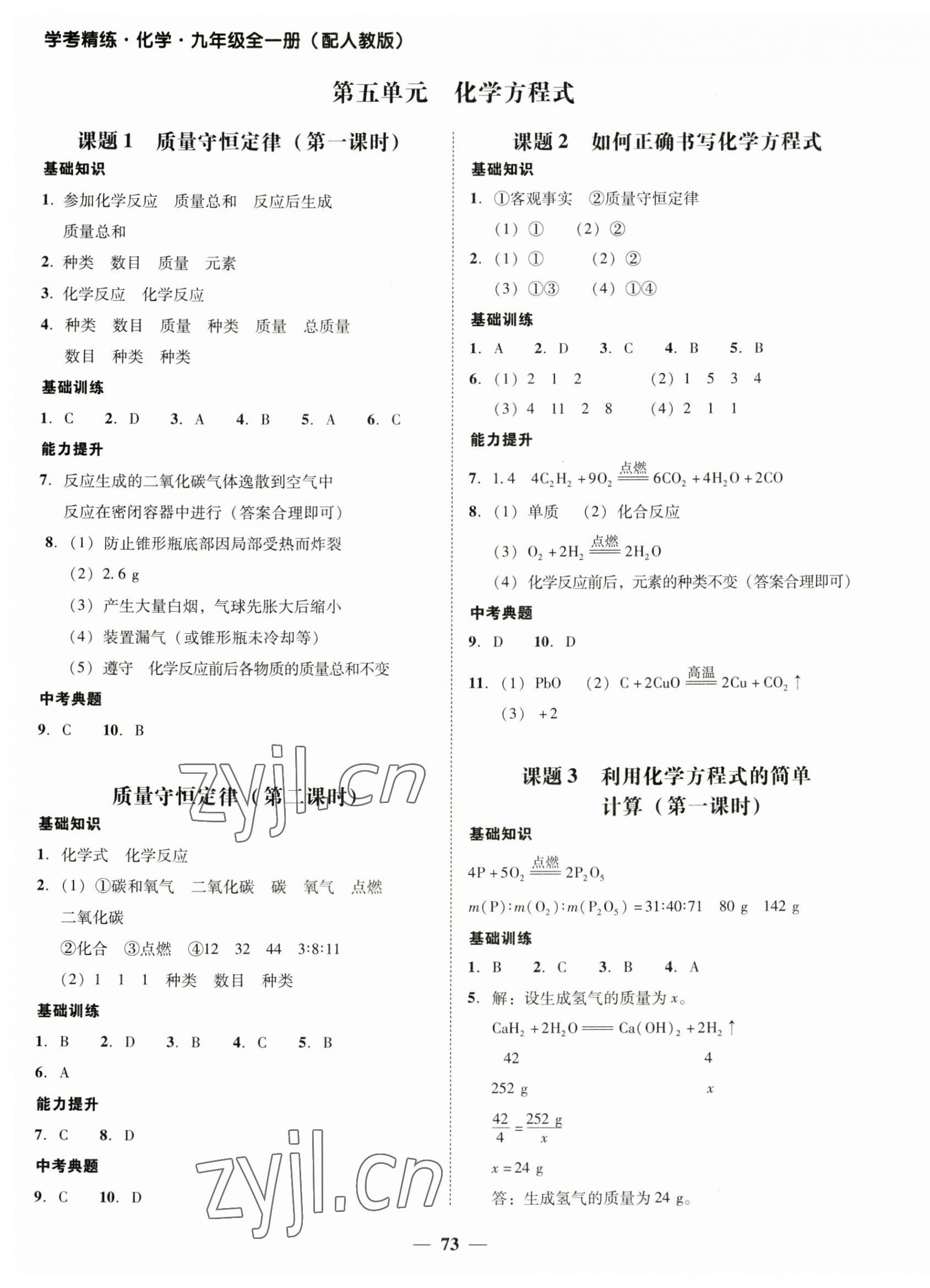 2023年南粤学典学考精练九年级化学全一册人教版 第9页