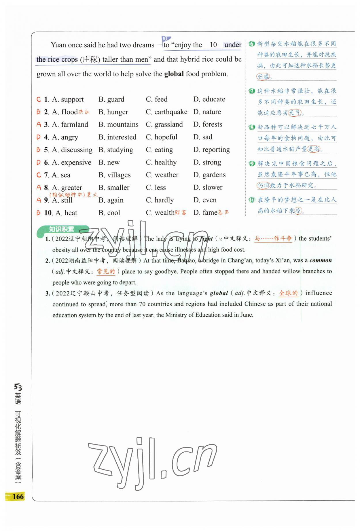 2023年53English完形填空与阅读理解九年级英语 第30页