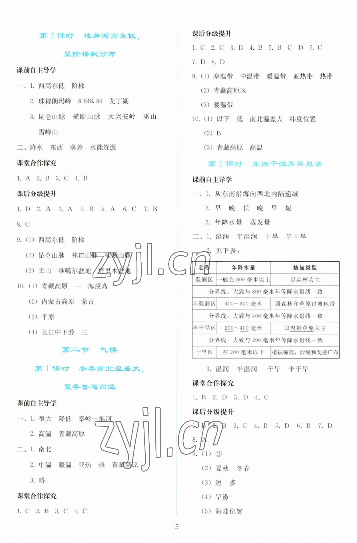 2023年同步輕松練習(xí)八年級(jí)地理上冊(cè)人教版 參考答案第4頁(yè)