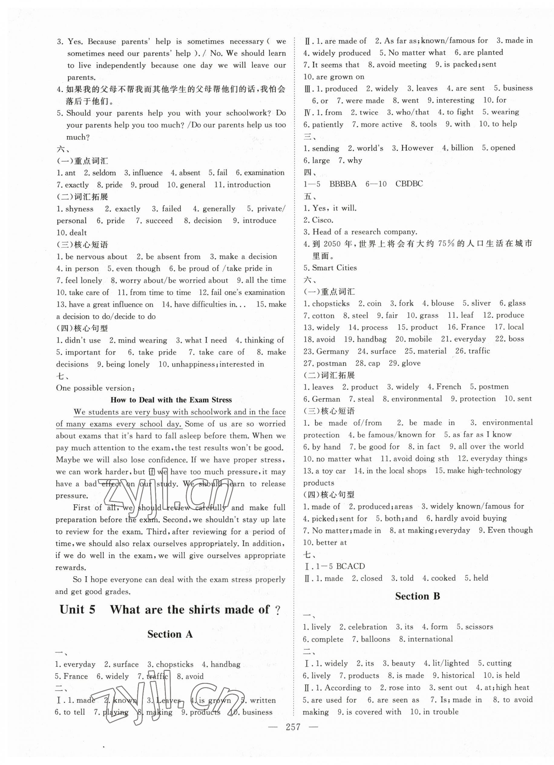 2023年練考風向標九年級英語全一冊人教版濟寧專版 參考答案第5頁