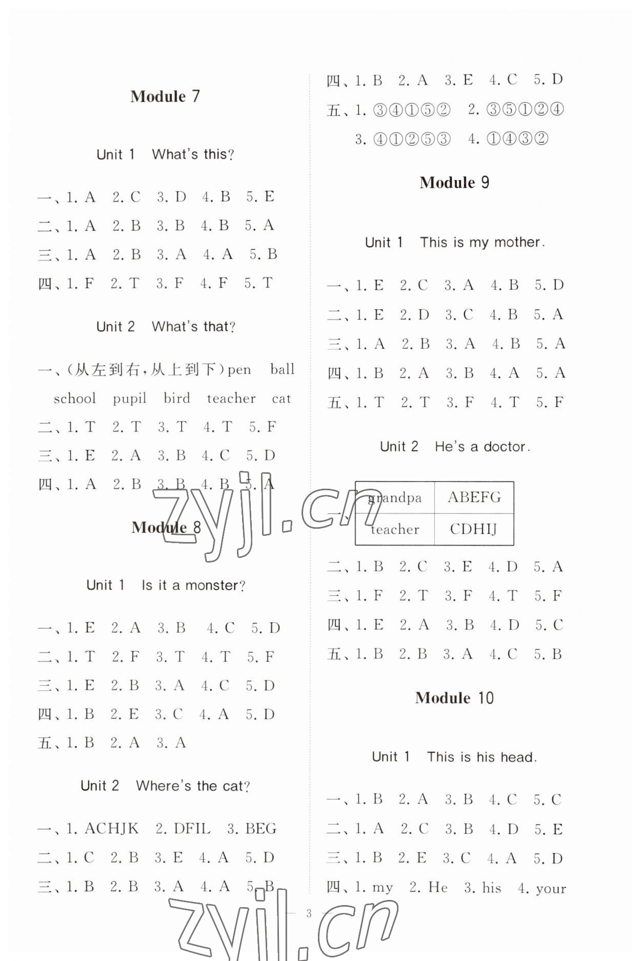 2023年同步练习册智慧作业三年级英语上册人教版 第3页