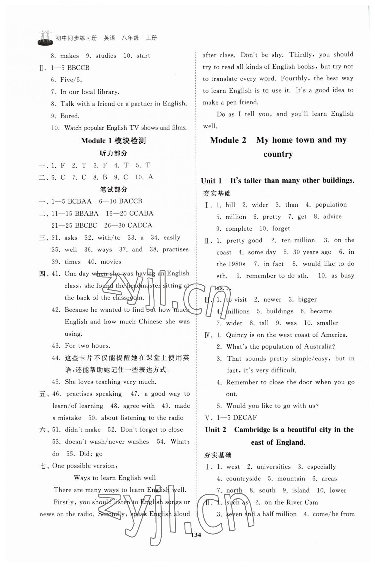 2023年初中同步练习册八年级英语上册外研版山东友谊出版社 第2页