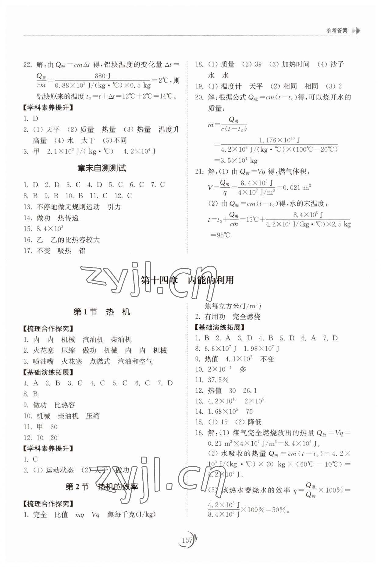 2023年同步練習(xí)冊(cè)山東科學(xué)技術(shù)出版社九年級(jí)物理全一冊(cè)人教版 參考答案第2頁