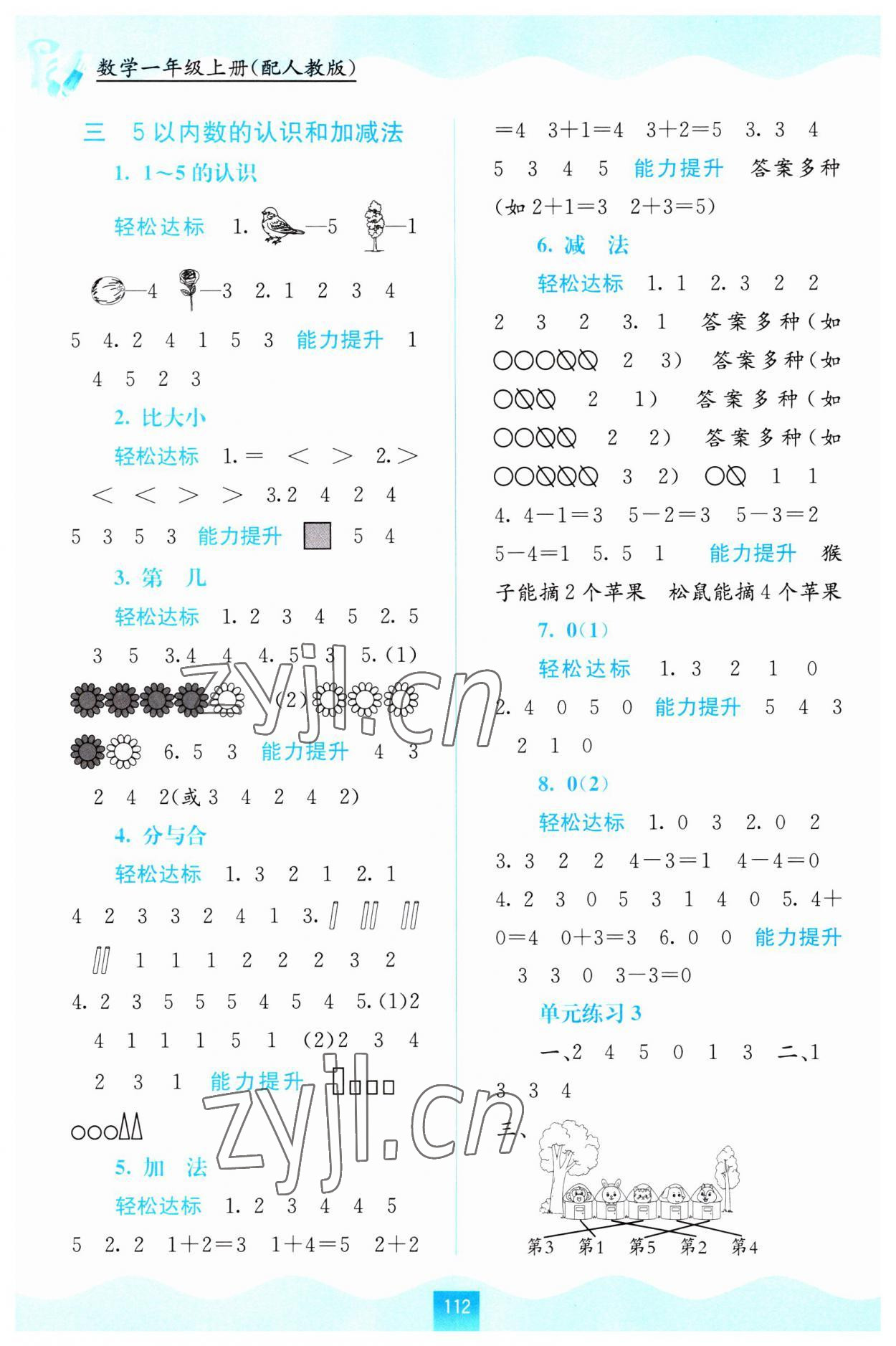 2023年自主學(xué)習(xí)能力測(cè)評(píng)一年級(jí)數(shù)學(xué)上冊(cè)人教版 第2頁