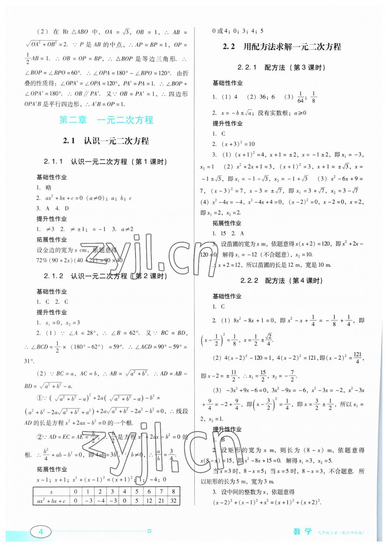 2023年南方新课堂金牌学案九年级数学上册北师大版 第4页