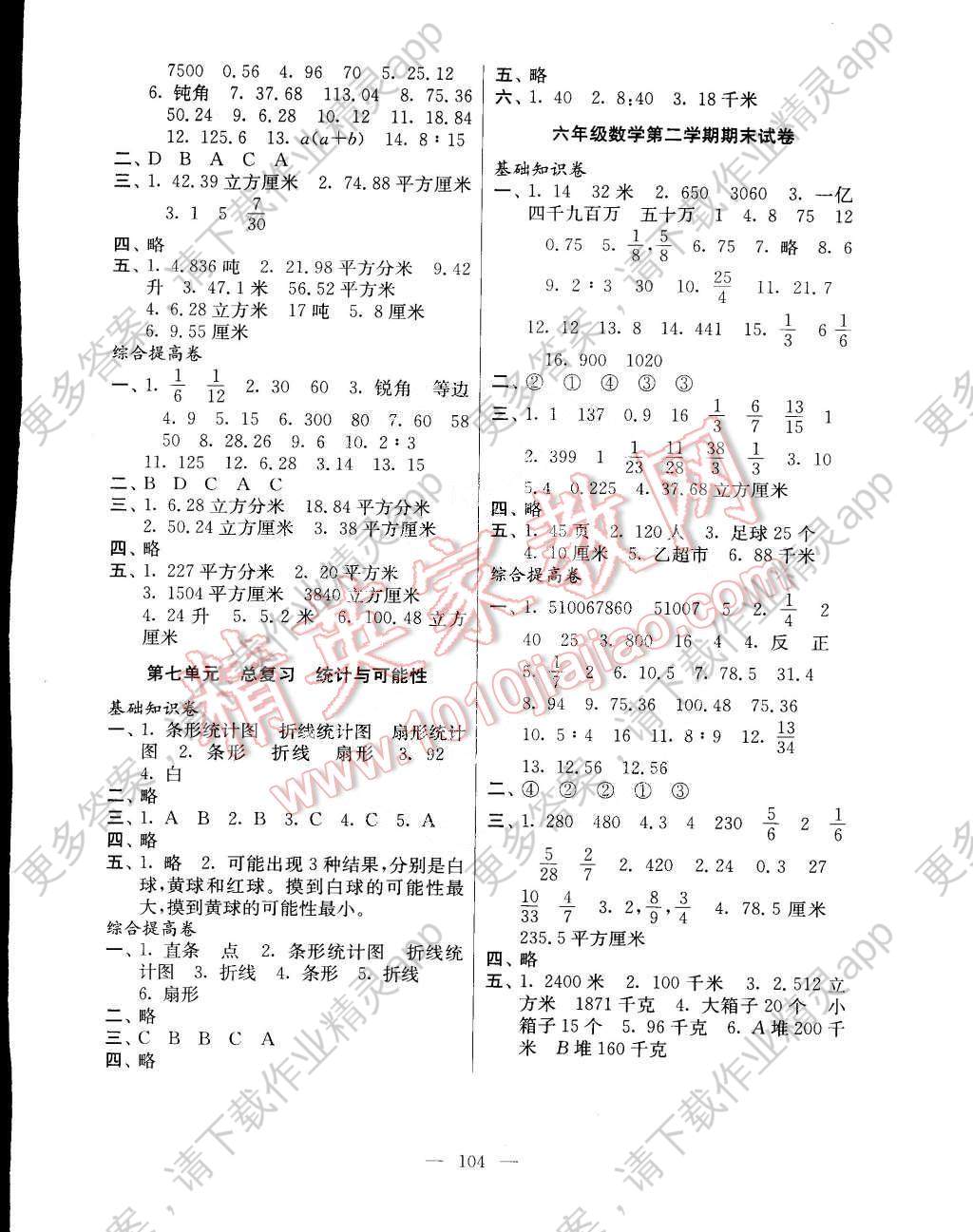 2016年新課堂單元達(dá)標(biāo)活頁(yè)卷六年級(jí)數(shù)學(xué)下冊(cè)江蘇版 第4頁(yè)