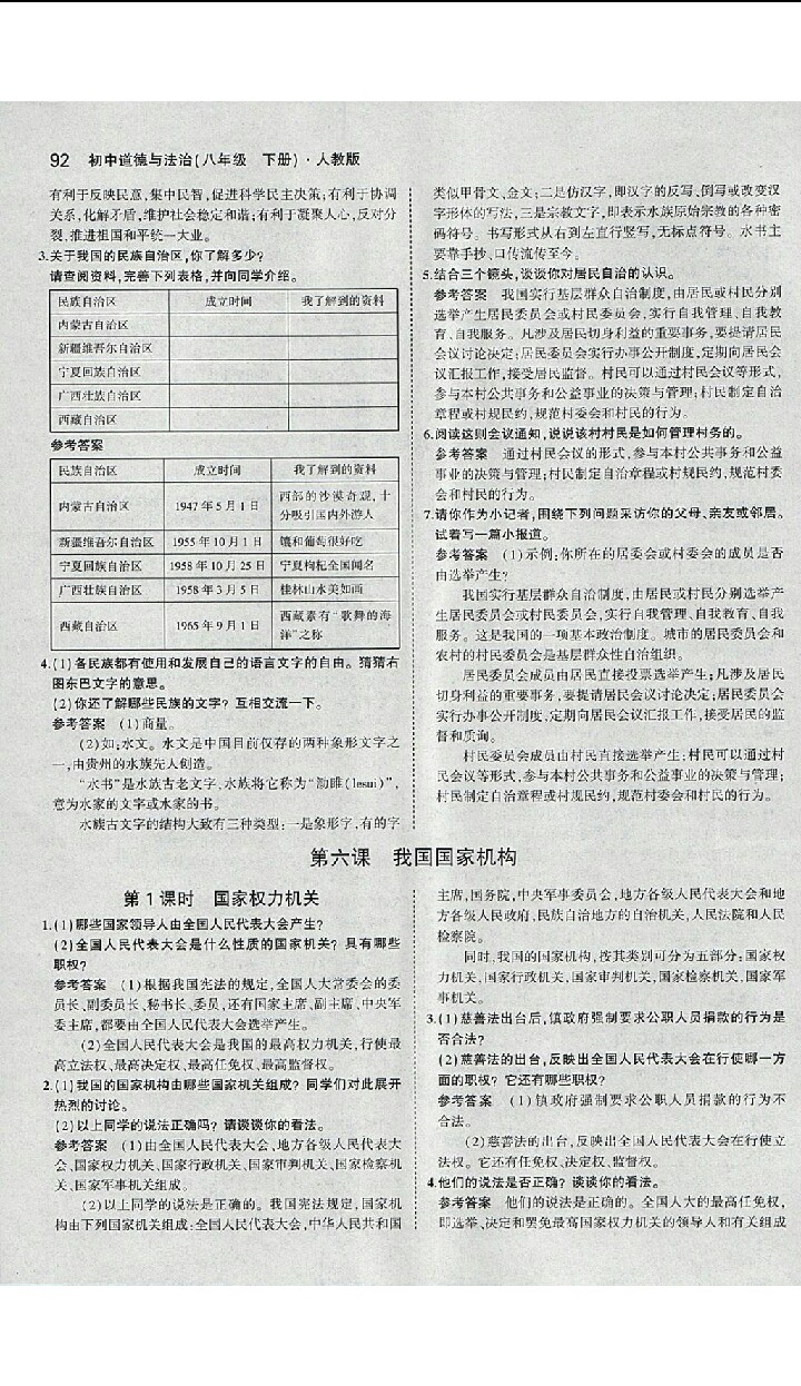 課本2016年人教版八年級思想品德下冊 參考答案第23頁