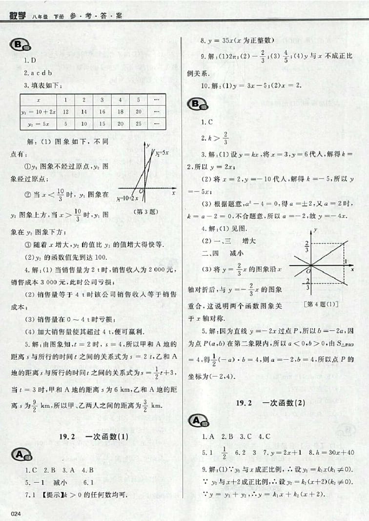 2016年學習質(zhì)量監(jiān)測八年級數(shù)學下冊人教版 參考答案第24頁