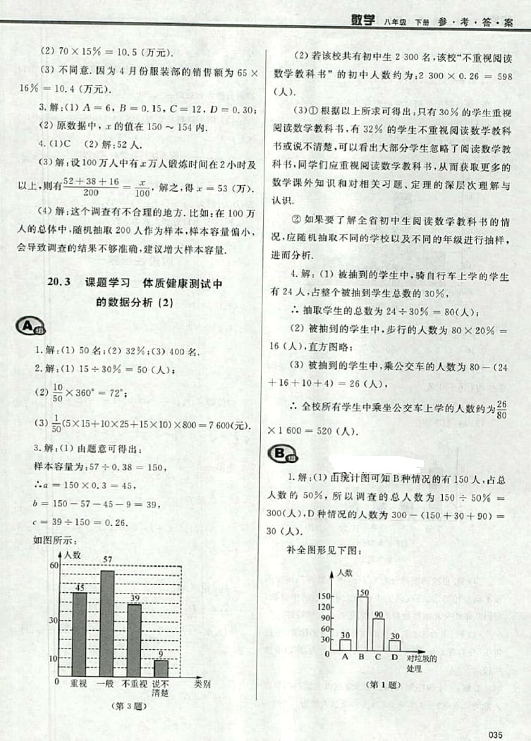 2016年學(xué)習(xí)質(zhì)量監(jiān)測八年級數(shù)學(xué)下冊人教版 參考答案第35頁