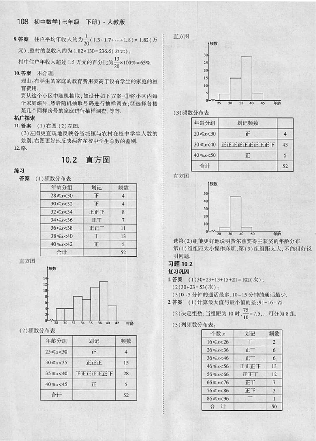 課本七年級數(shù)學下冊人教版 參考答案第14頁